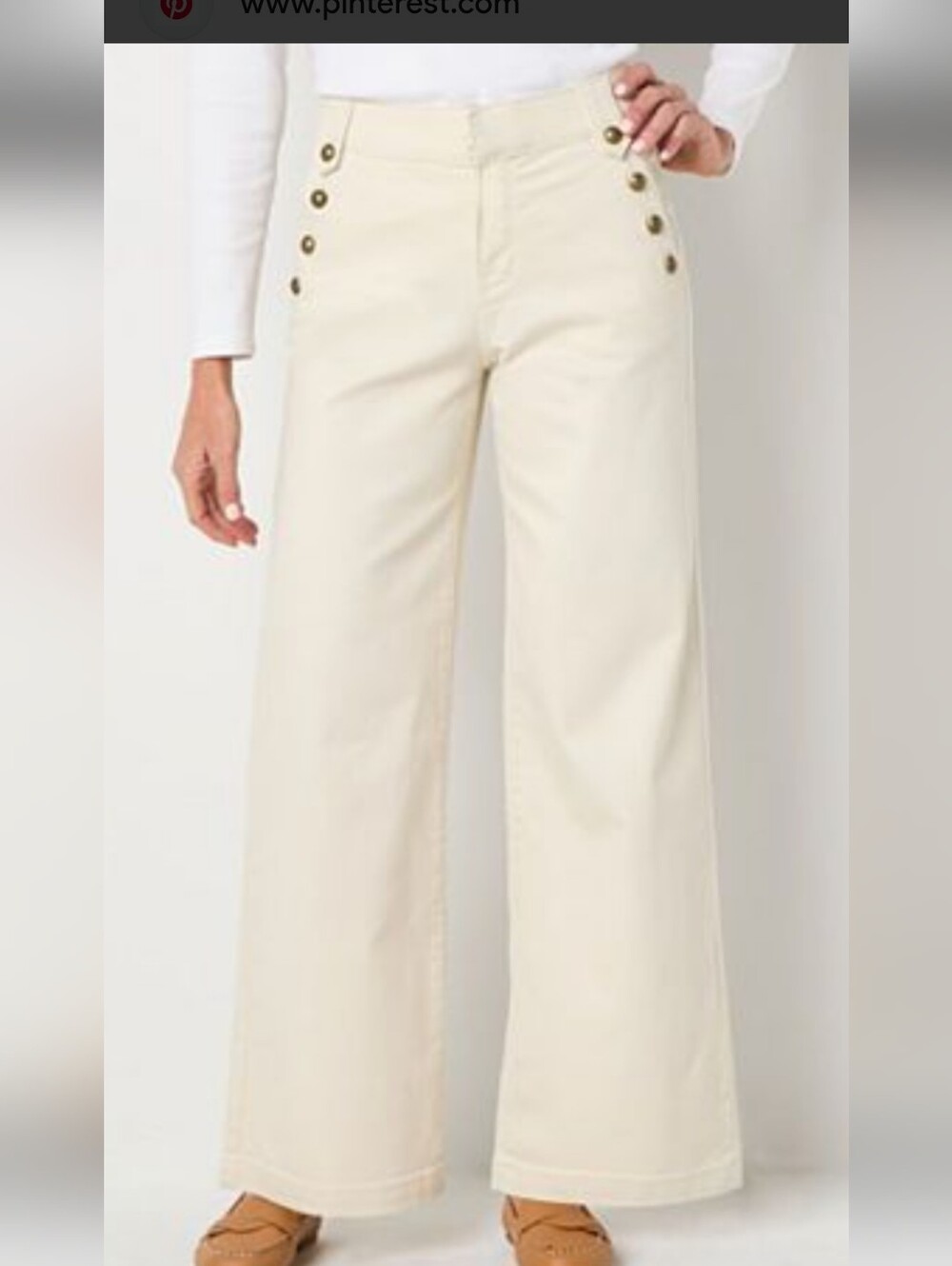 St. John's Bay Cream Wide Leg Jeans High Rise Size 12 NWT